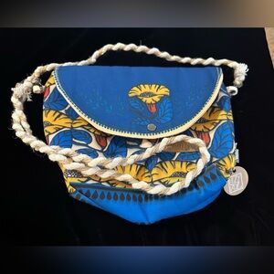 NWT Lazy Dayz Designs Blue Floral Crossbody Bag Designed & Handmade in Greece